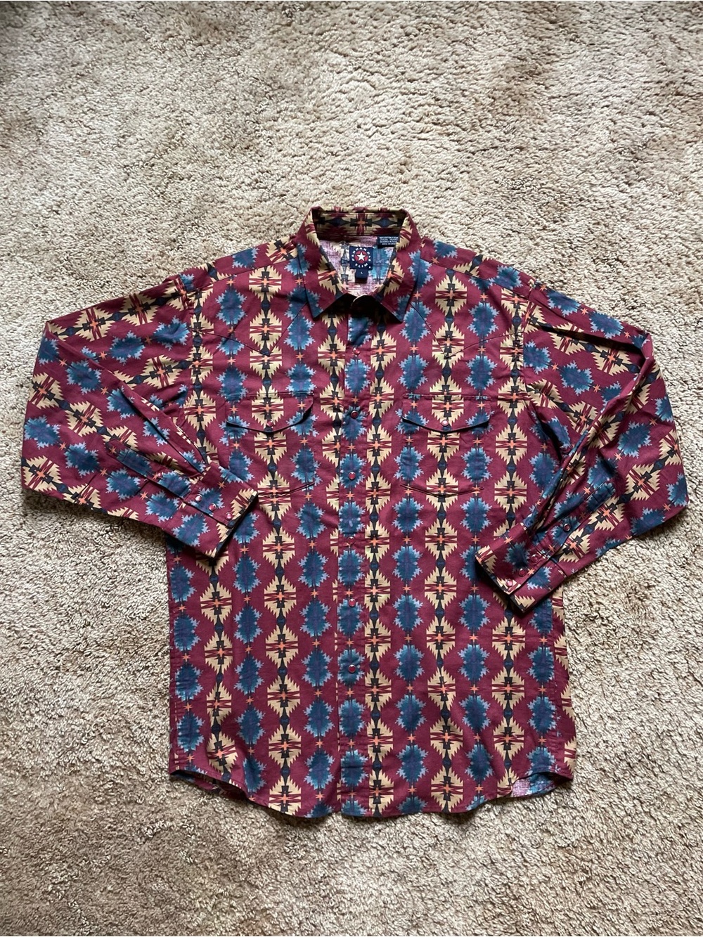 Panhandle Slim men’s Button Down Shirt Size Large Cowboy Western Festival Aztec
